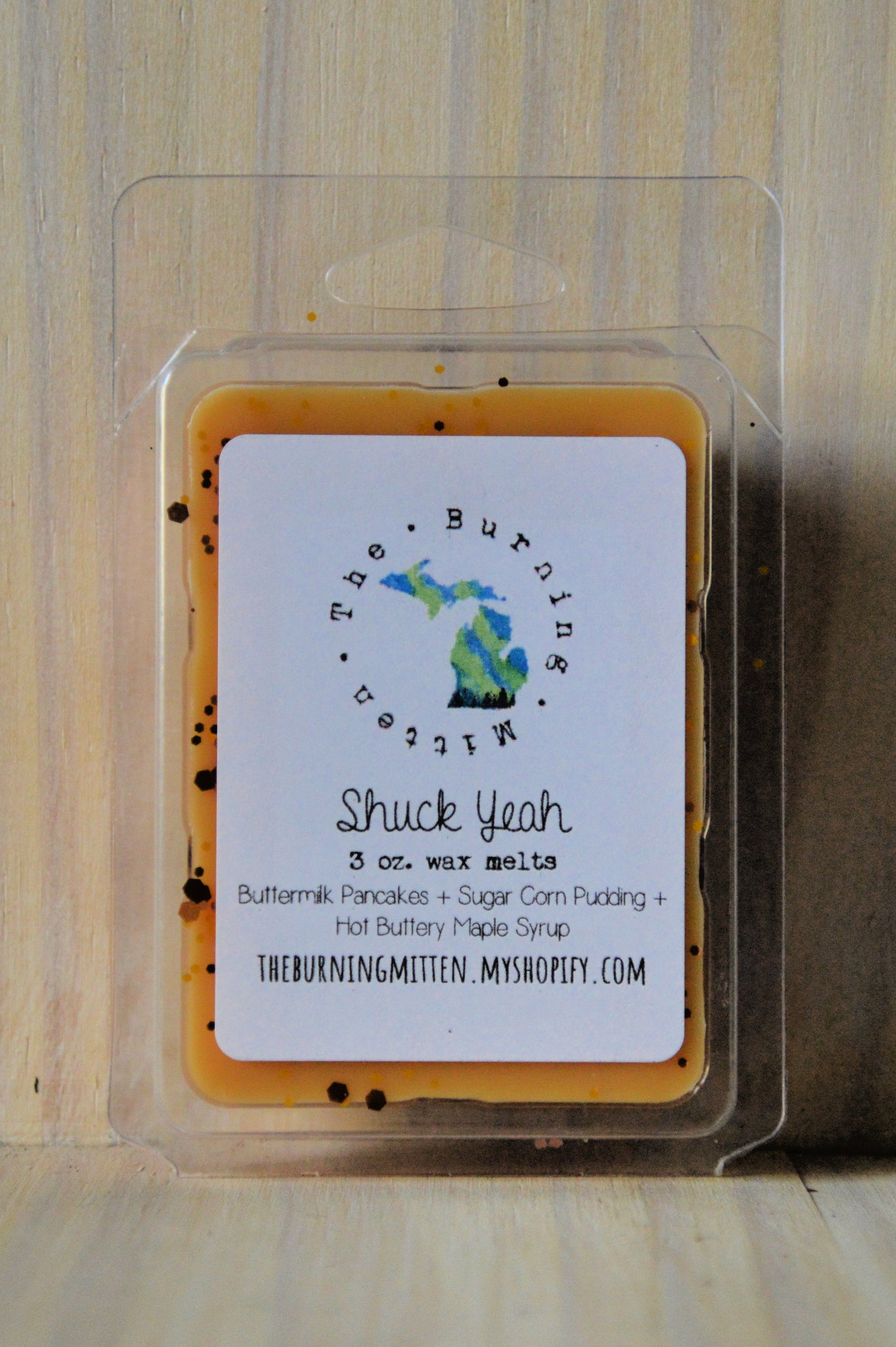 Shuck Yeah Clamshell (buttermilk pancakes + sugar corn pudding + hot buttery maple syrup)