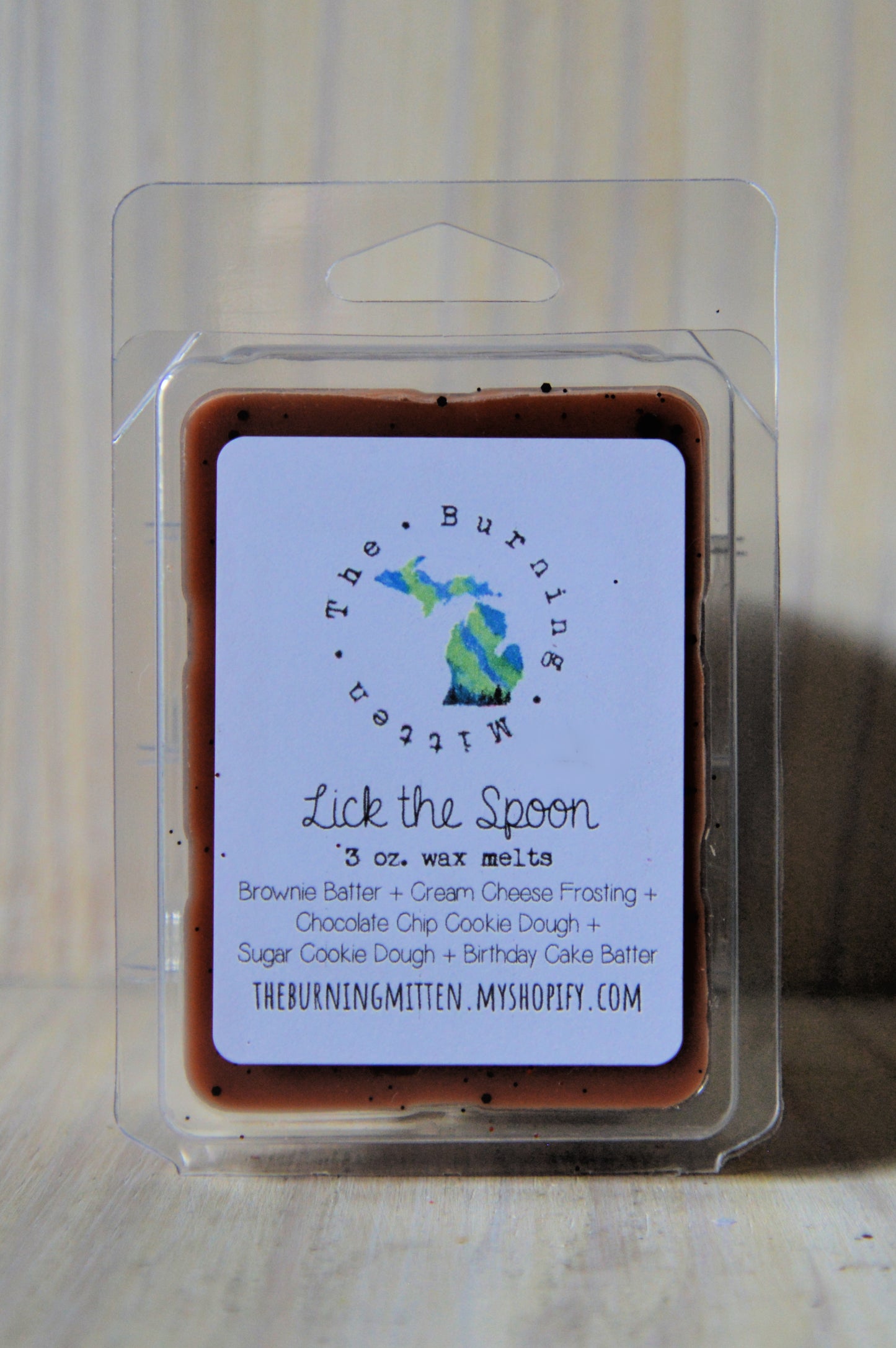Lick the Spoon Clamshell (brownie batter + chocolate chip cookie dough + sugar cookie dough + birthday cake batter + cream cheese frosting)