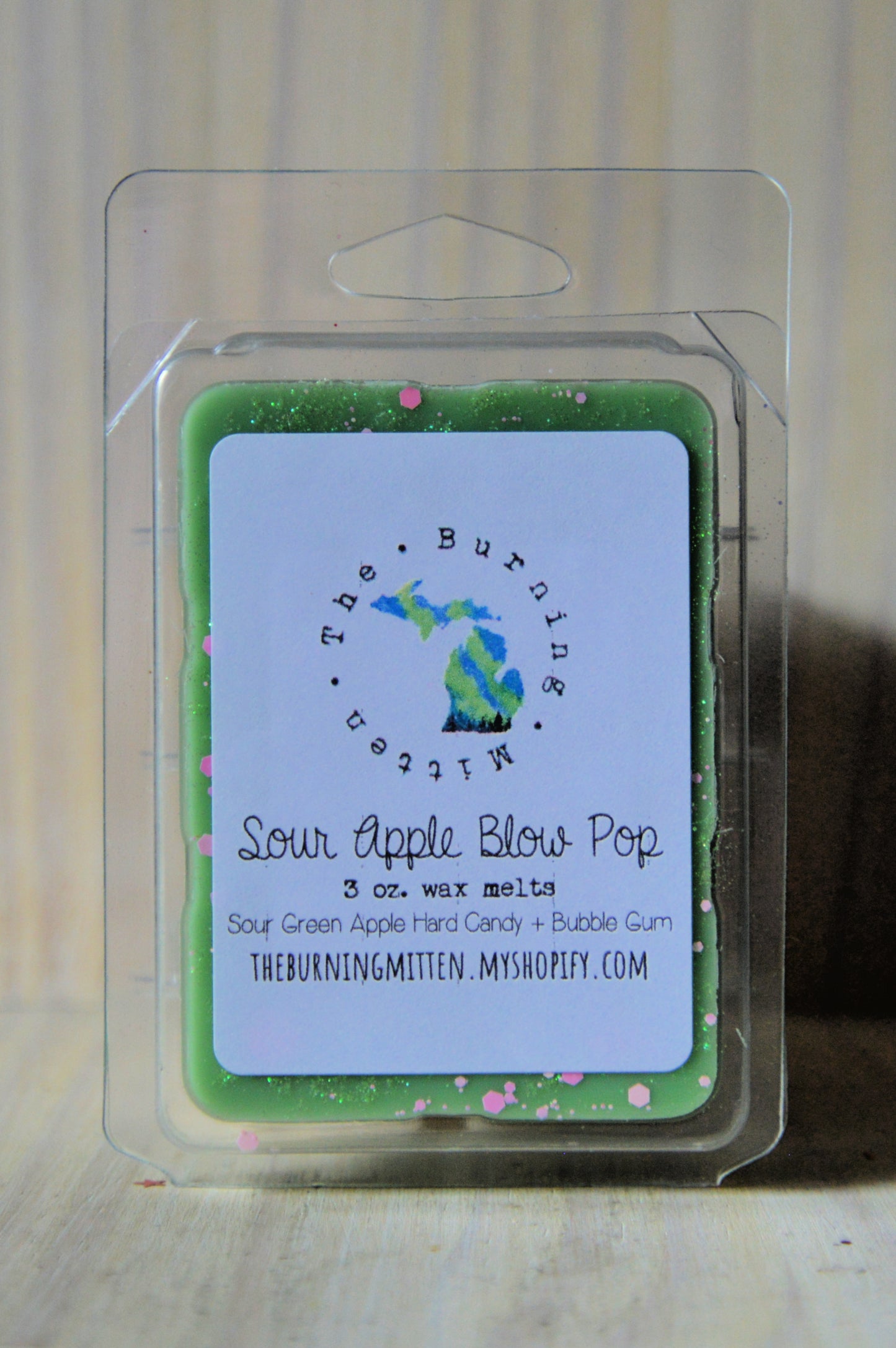 Sour Apple Blow Pop Clamshell (sour green apple hard candy + bubble gum)