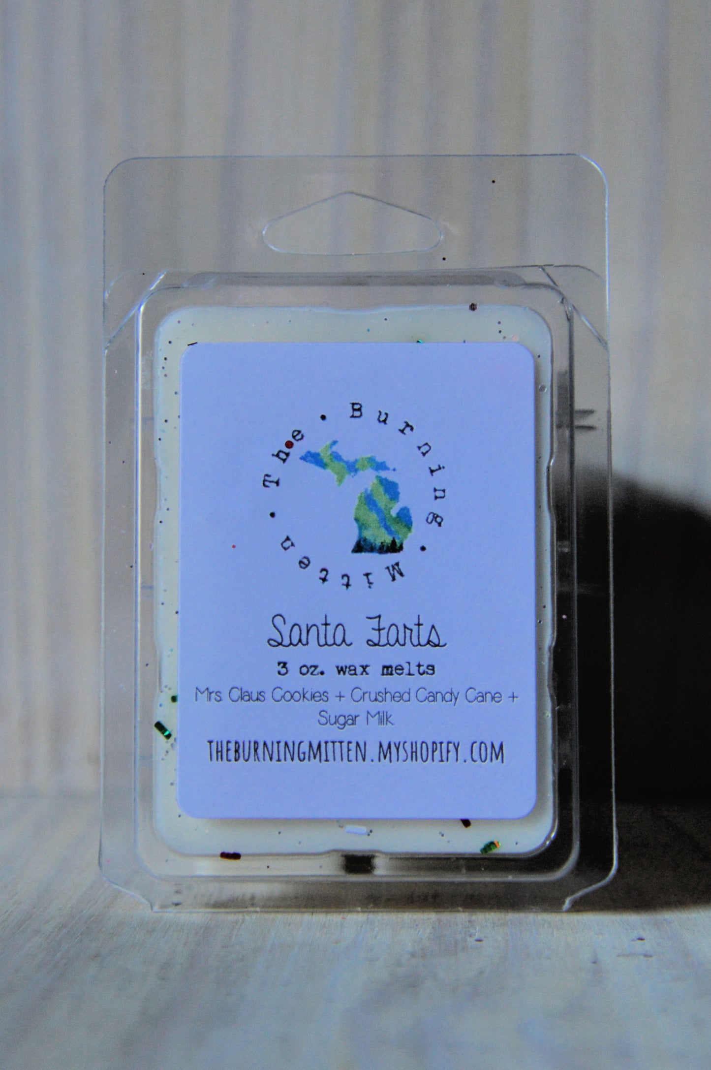 Santa Farts Clamshell (mrs. claus cookies + crushed candy cane + sugar milk)
