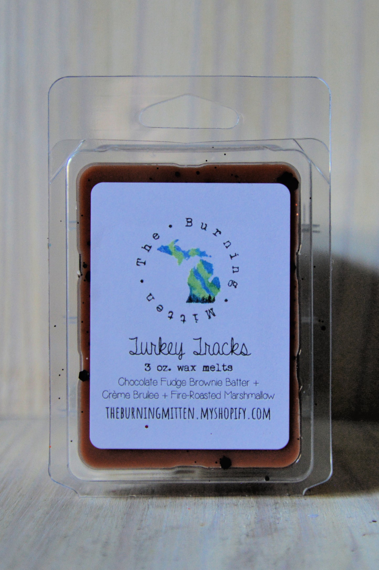 Turkey Tracks Clamshell (chocolate fudge brownie batter + creme brulee + fire-roasted marshmallow)