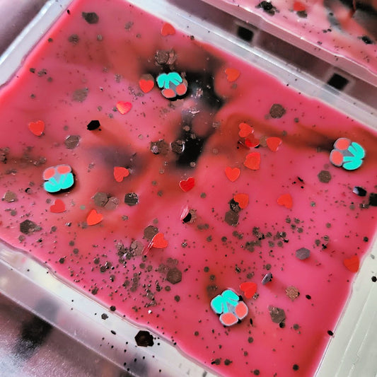The Perfect Sky Is Torn Clamshell (cherry marshmallow + black cherry + zucchini bread + chocolate chunks)