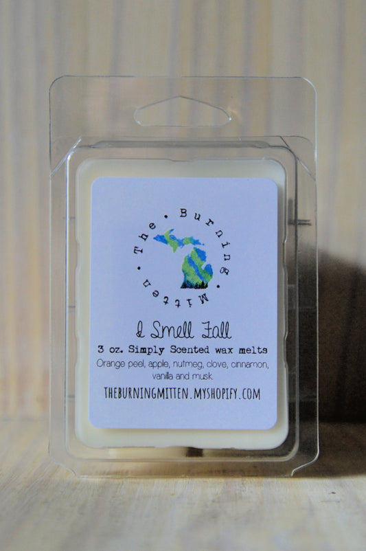 I Smell Fall Simply Scented Clamshell (orange peel, apple, nutmeg, clove, cinnamon, vanilla and musk)