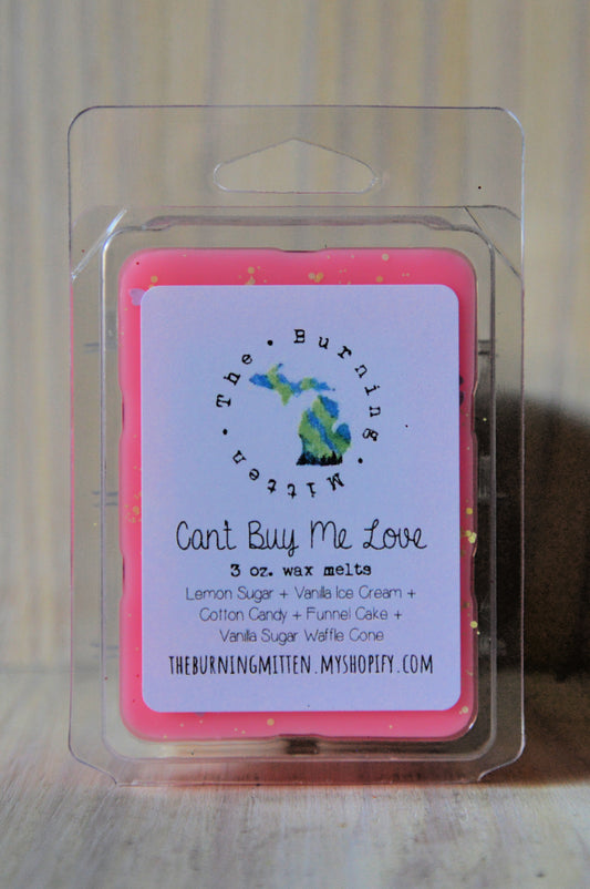 Can't Buy Me Love Clamshell (lemon sugar + vanilla ice cream + cotton candy + funnel cake + vanilla sugar waffle cone)
