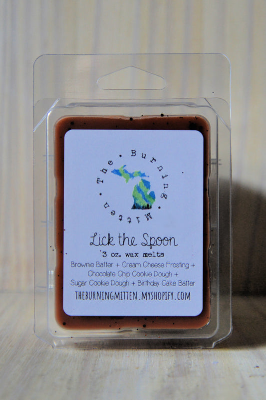 Lick the Spoon Clamshell (brownie batter + chocolate chip cookie dough + sugar cookie dough + birthday cake batter + cream cheese frosting)