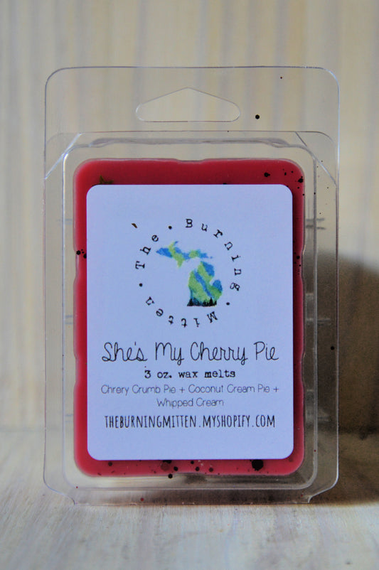 She's My Cherry Pie Clamshell (cherry crumb pie + coconut cream pie + whipped cream)