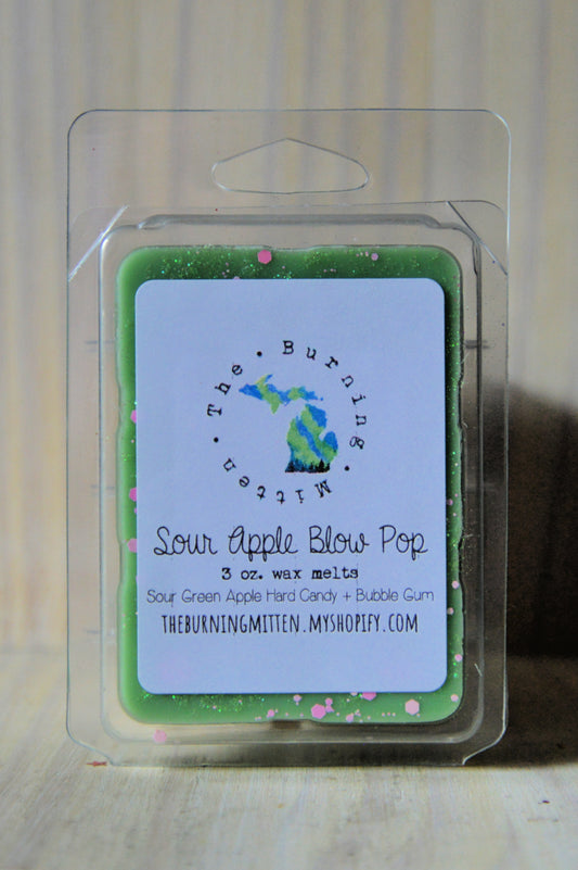 Sour Apple Blow Pop Clamshell (sour green apple hard candy + bubble gum)