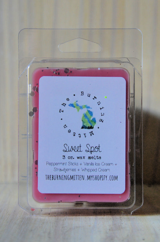 Sweet Spot Clamshell (peppermint sticks + vanilla ice cream + strawberries + whipped cream)