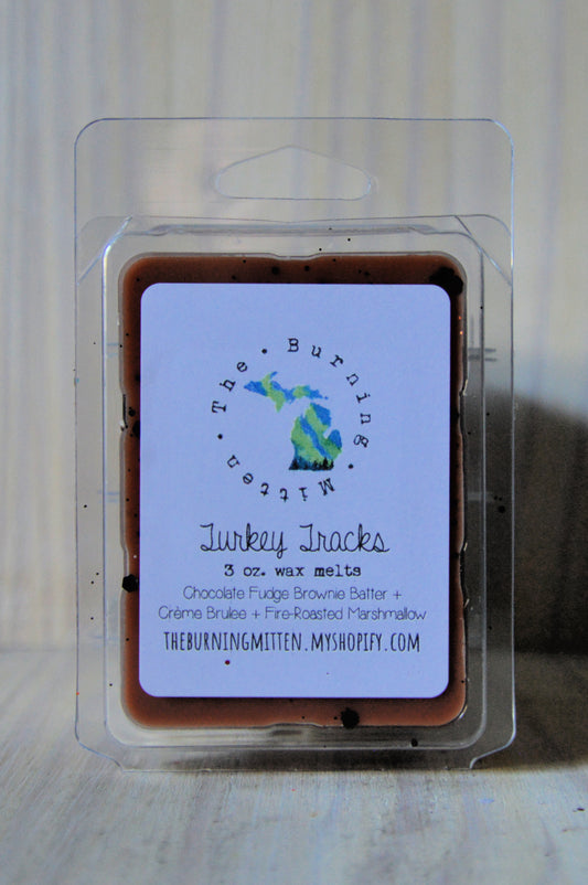 Turkey Tracks Clamshell (chocolate fudge brownie batter + creme brulee + fire-roasted marshmallow)