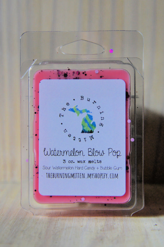 Watermelon Blow Pop Clamshell (sour watermelon hard candy + bubble gum)